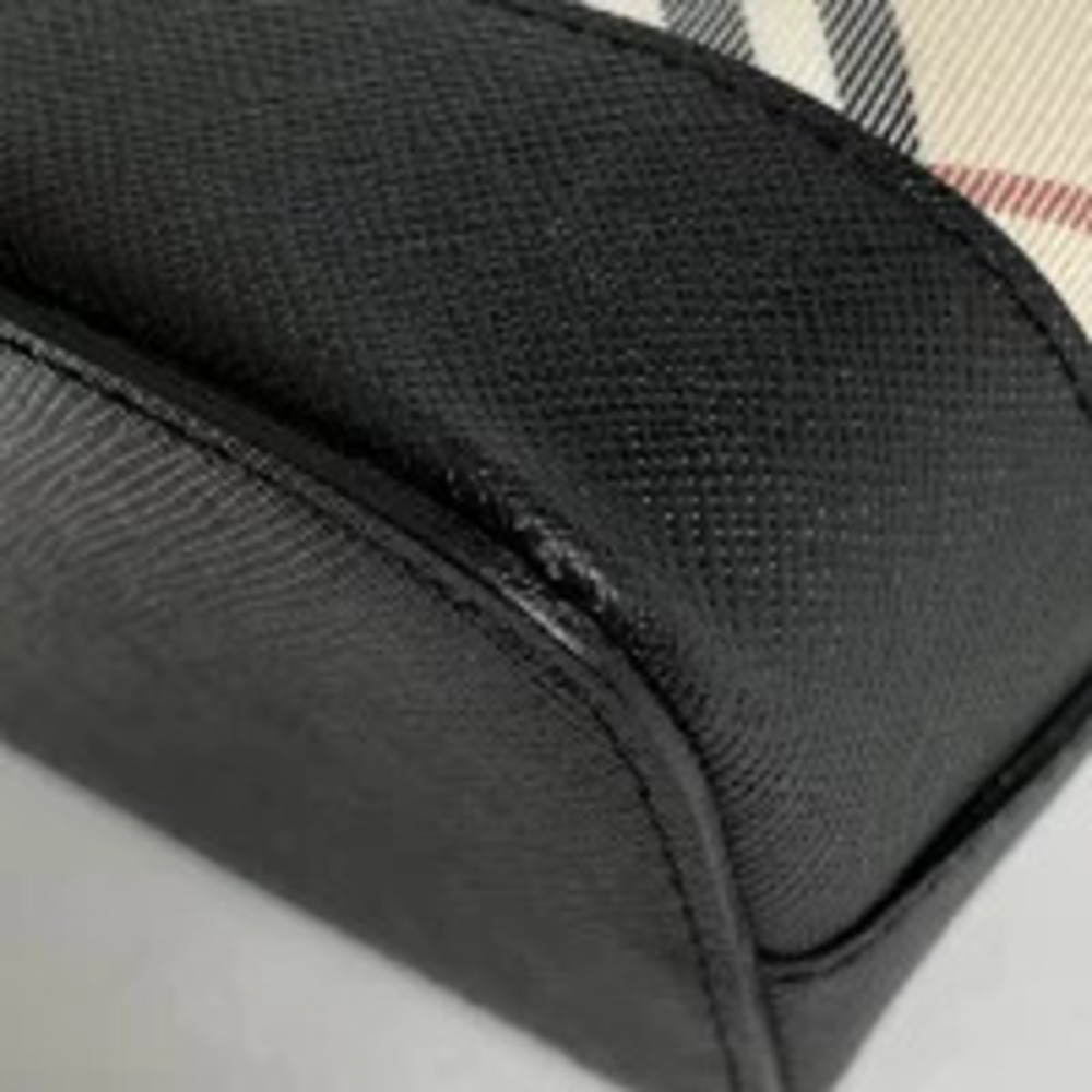 Burberry Check Shoulder Bag Crossbody Canvas Beige Black - Picture 3 of 7